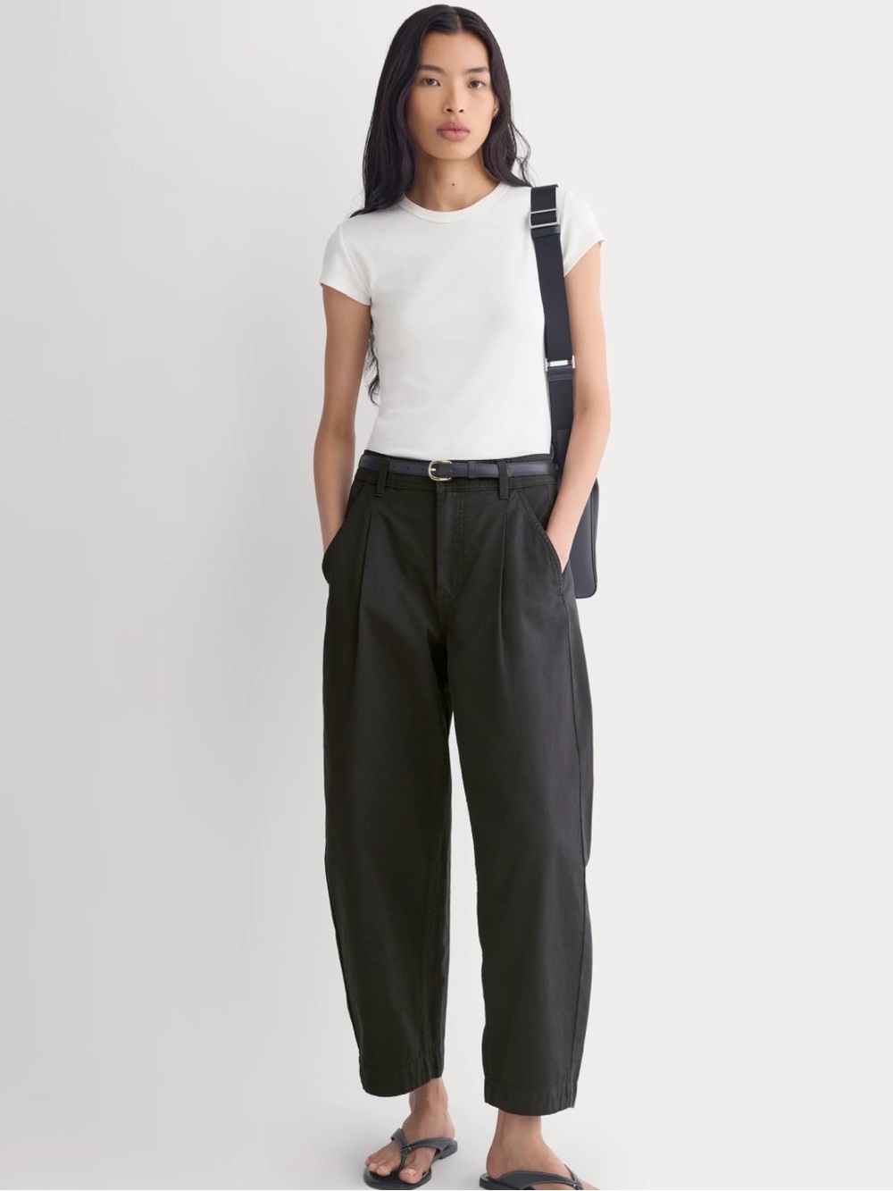 Everlane Black Wide-Leg High-Rise Pleated Pants
